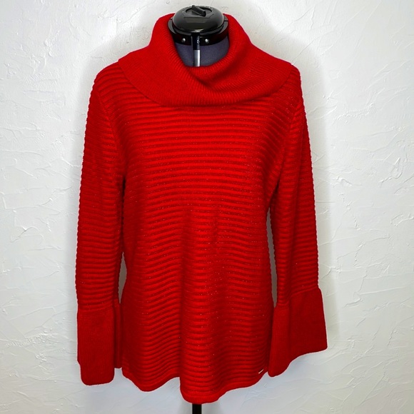 Calvin Klein Red Cowl Neck Sweater - Picture 1 of 7